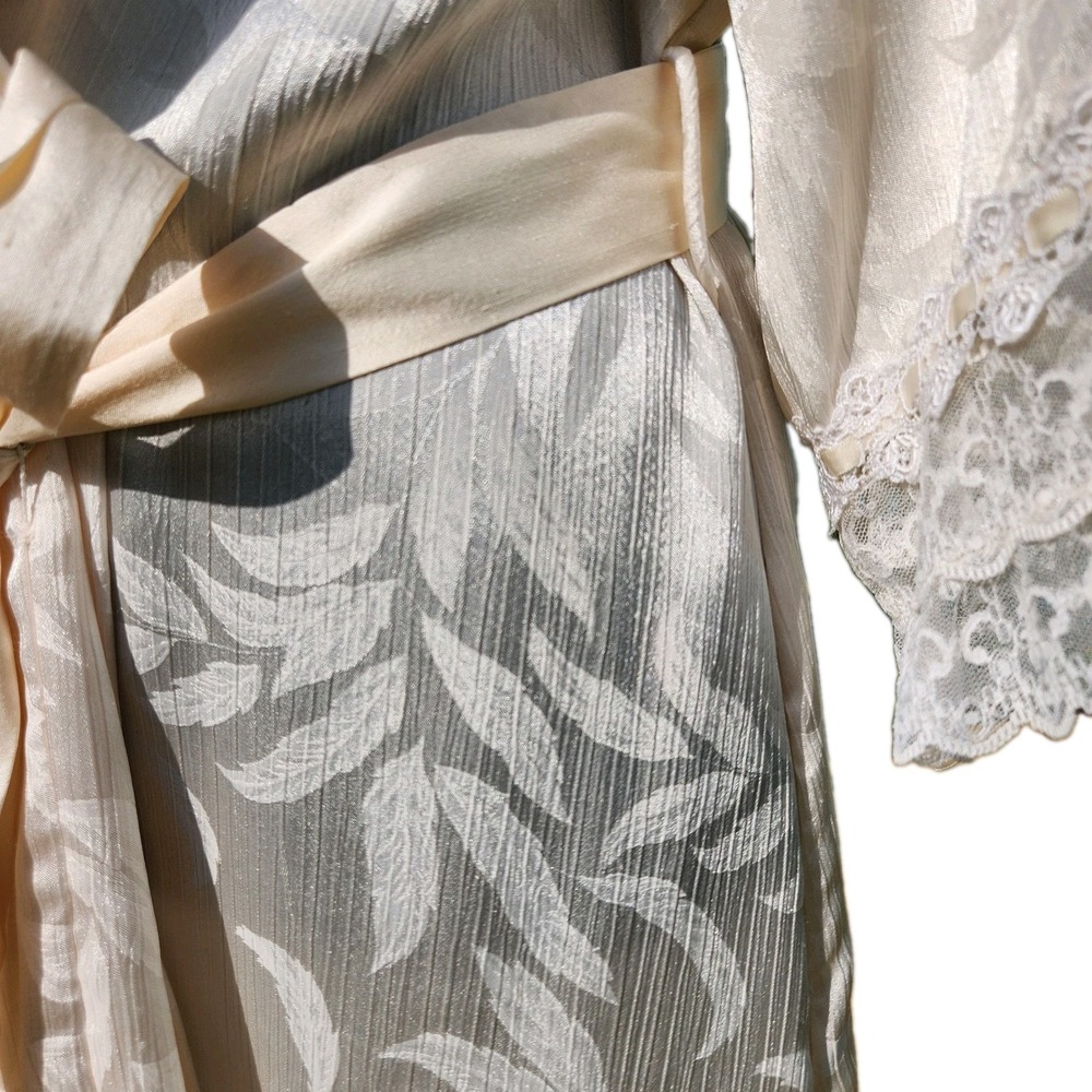 Vtg 1960s Christian Dior Cream Long ROBE Ivory Bridal Hollywood SAKS 5th Small - Picture 14 of 14